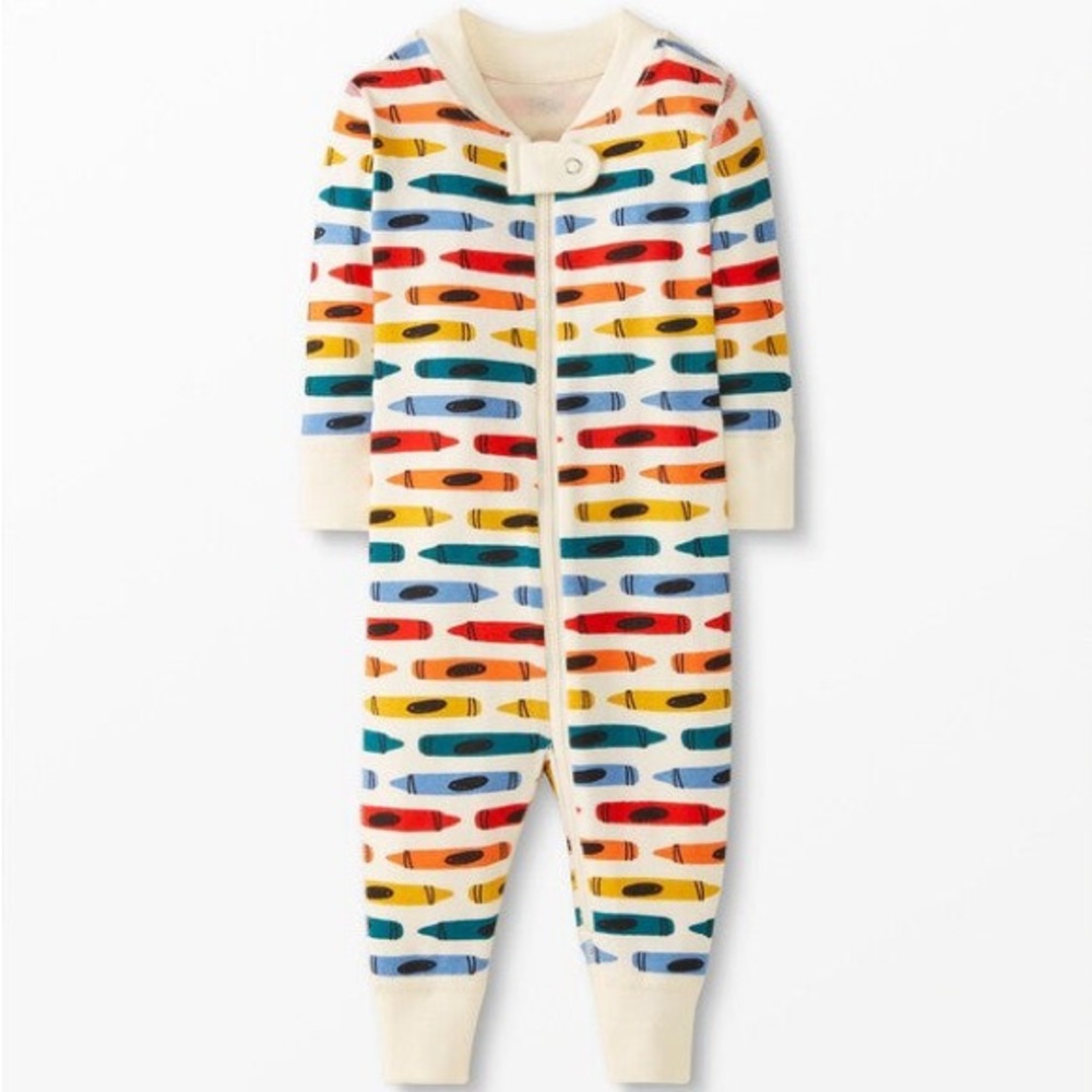 Hanna‎ Andersson Baby Zip Sleeper Colorful Crayon Print Pajamas Size 3-6M Pjs